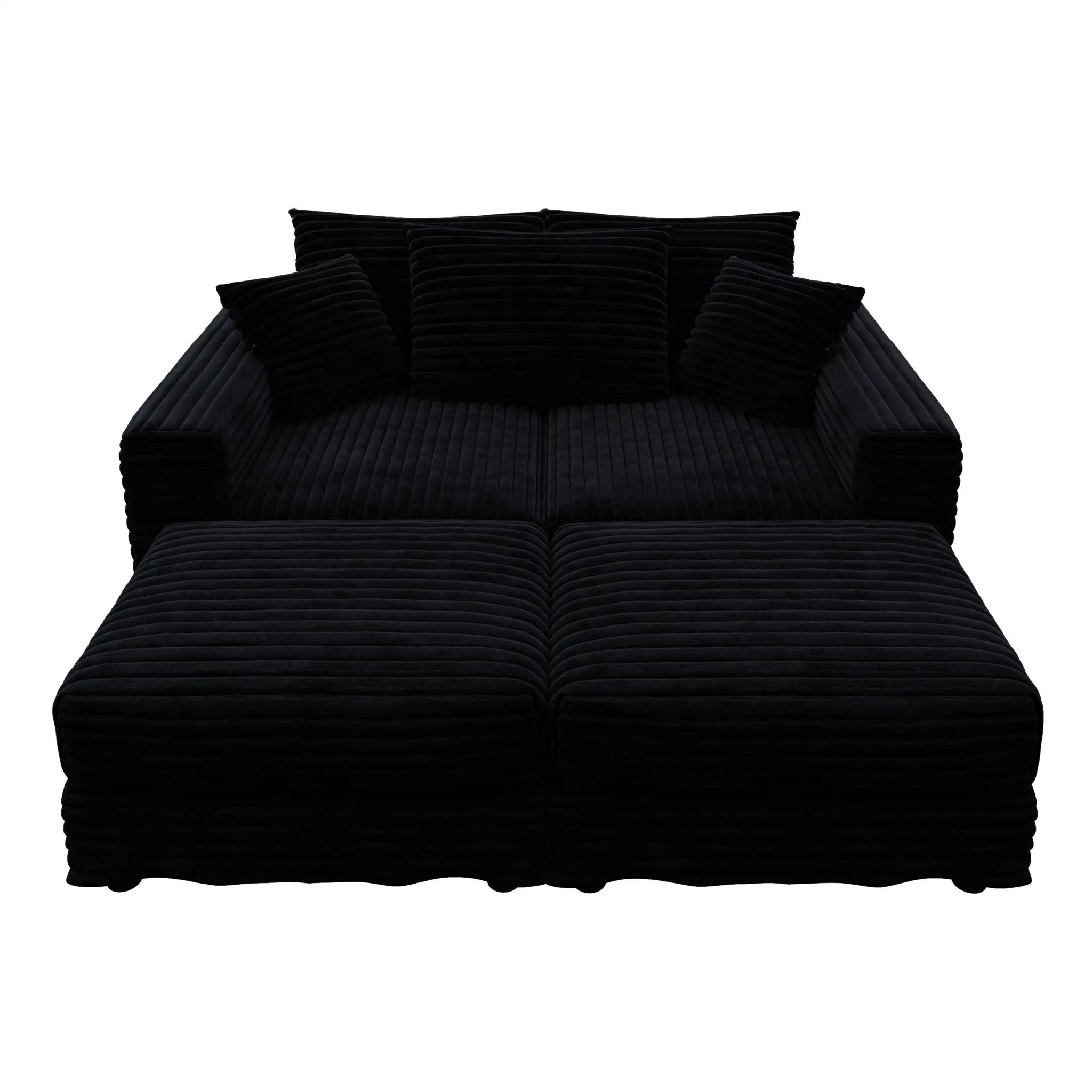 Deep Seat Convertible Sofa With Soft Pillows And Ottomans