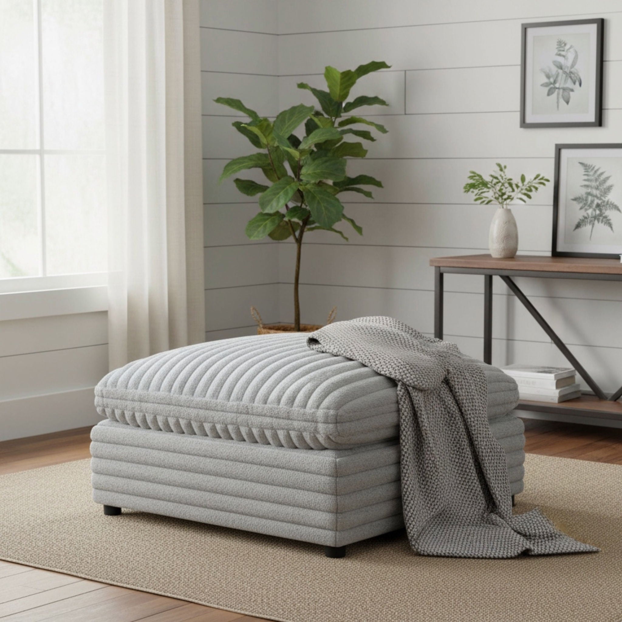 Jenny - Square Ottoman - Gray by HouseOfZazla