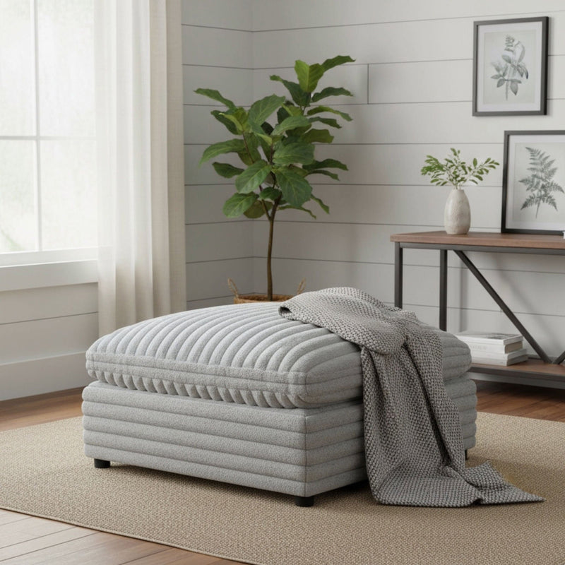 Jenny - Square Ottoman - Gray by HouseOfZazla