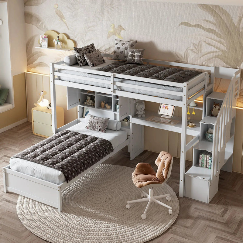 Loft Bed With Built In Desk And Staircase