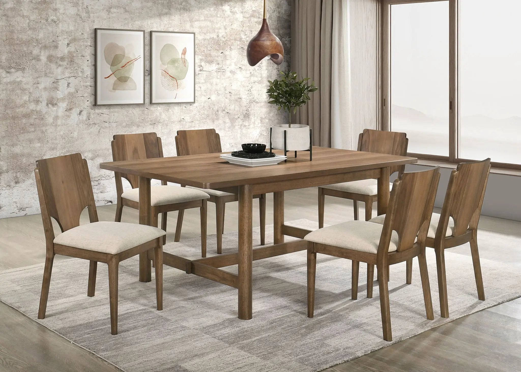Crestmore 7-piece Rectangular Dining Table Set Walnut by Unique Piece Furniture