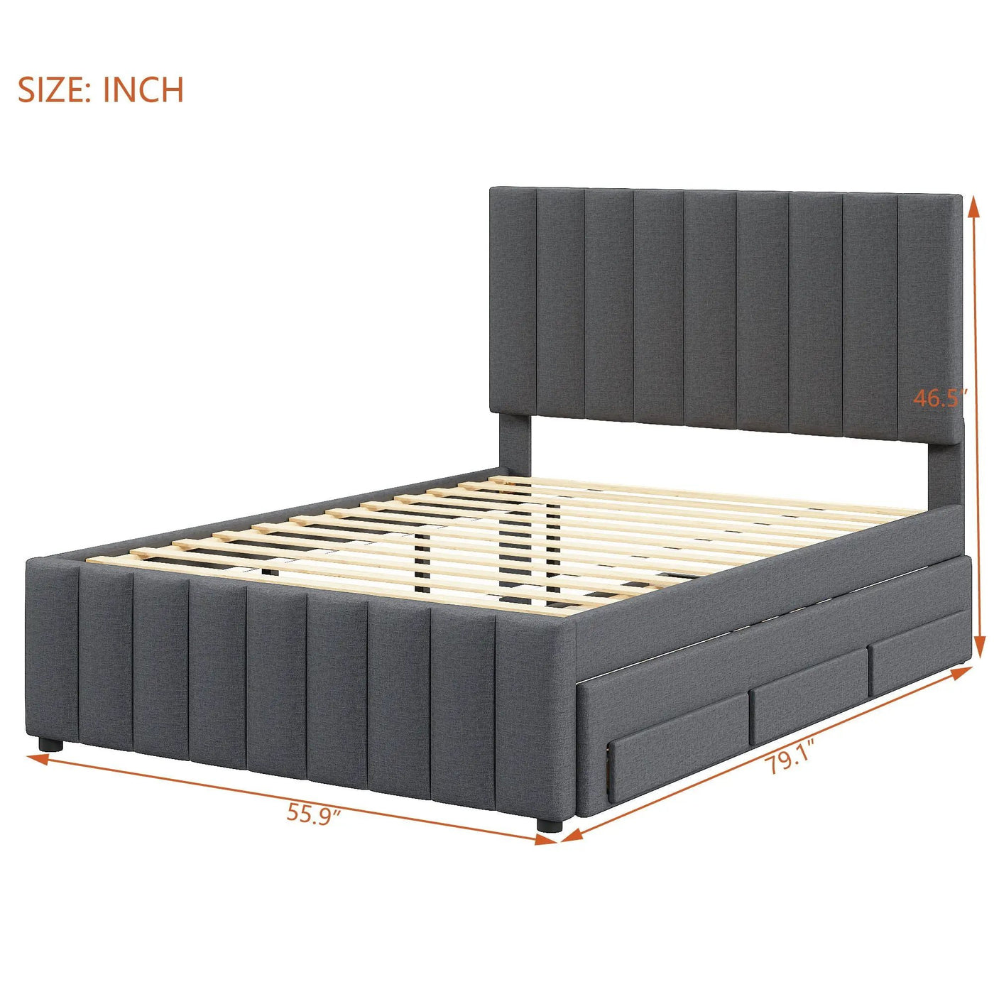 Upholstered Platform Bed With Twin Size Trundle And 3 Drawers by Unique Piece Furniture