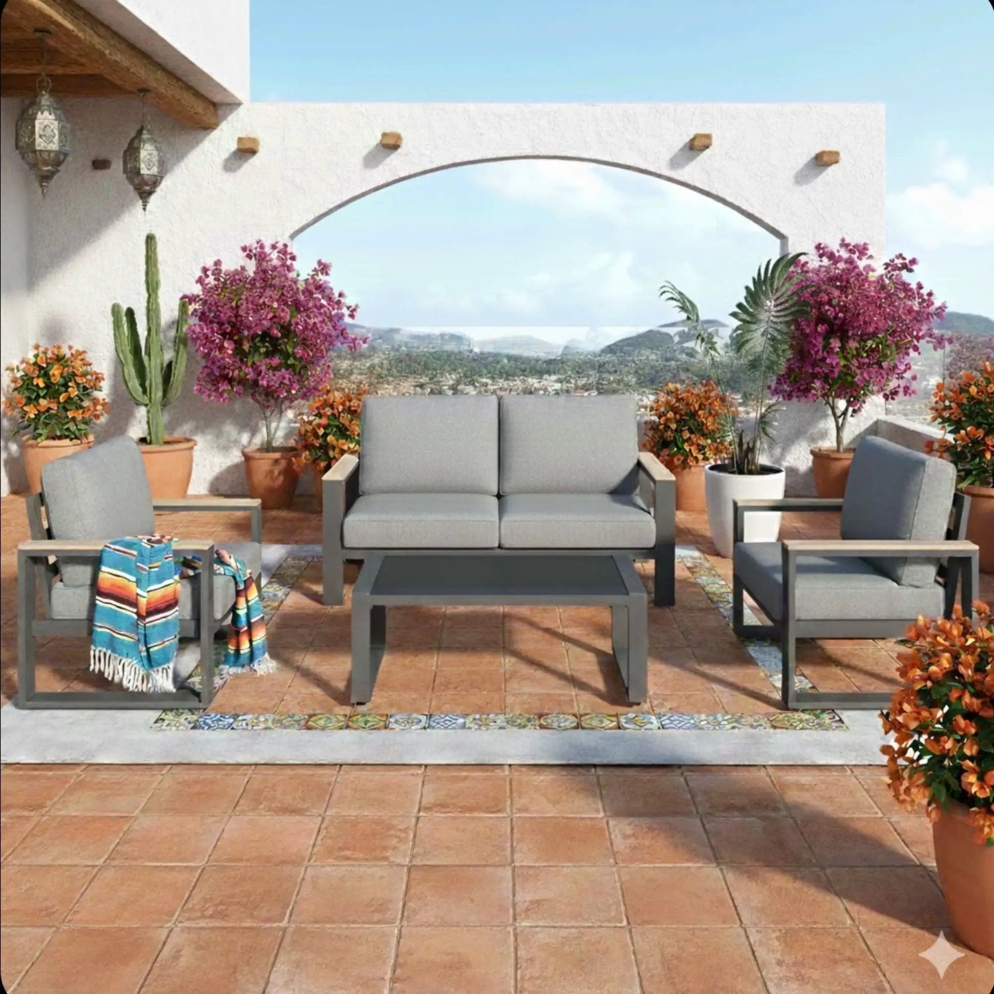 Modern Outdoor Sofa Set With Coffee Table by HouseOfZazla