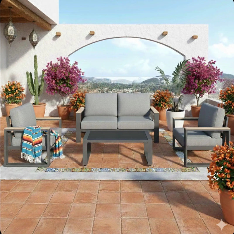 Modern Outdoor Sofa Set With Coffee Table by HouseOfZazla