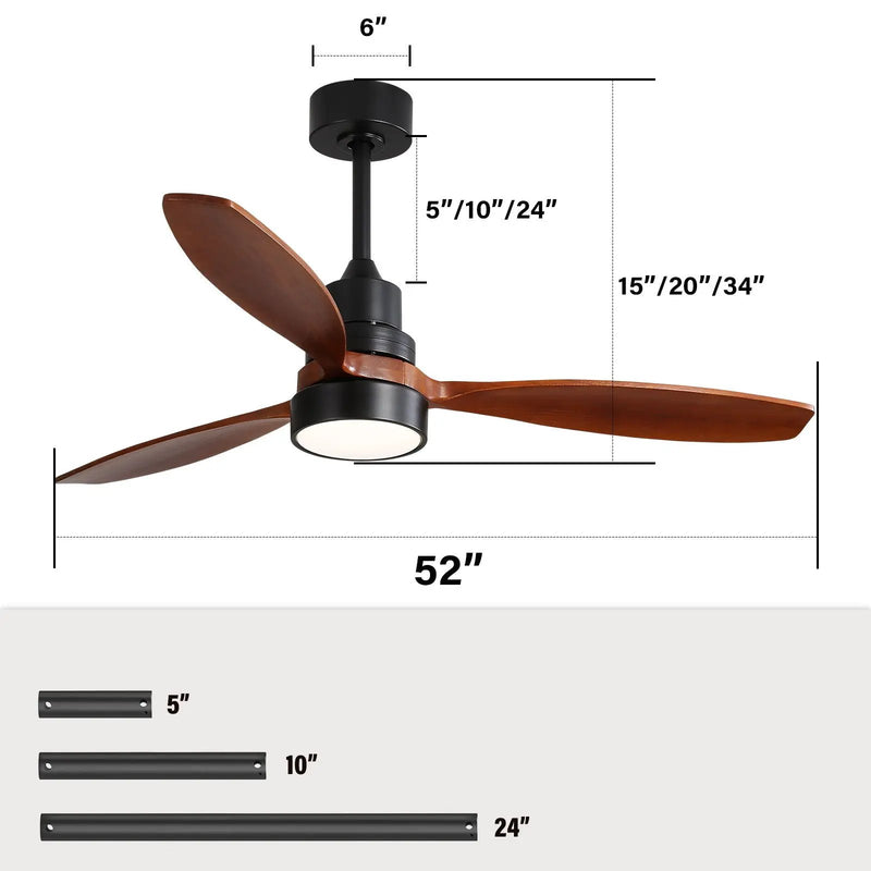 Ceiling Fan With Reversible DC Motor, LED Light & Remote Control by HouseOfZazla
