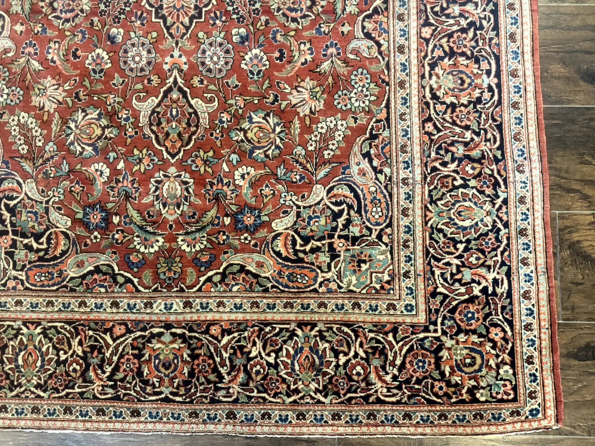 Persian Kashan Rug 4x7, Red, Floral Medallion, Vintage, Wool by Jewel Rugs
