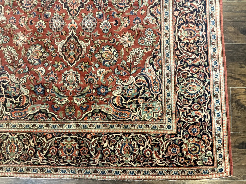 Persian Kashan Rug 4x7, Red, Floral Medallion, Vintage, Wool by Jewel Rugs