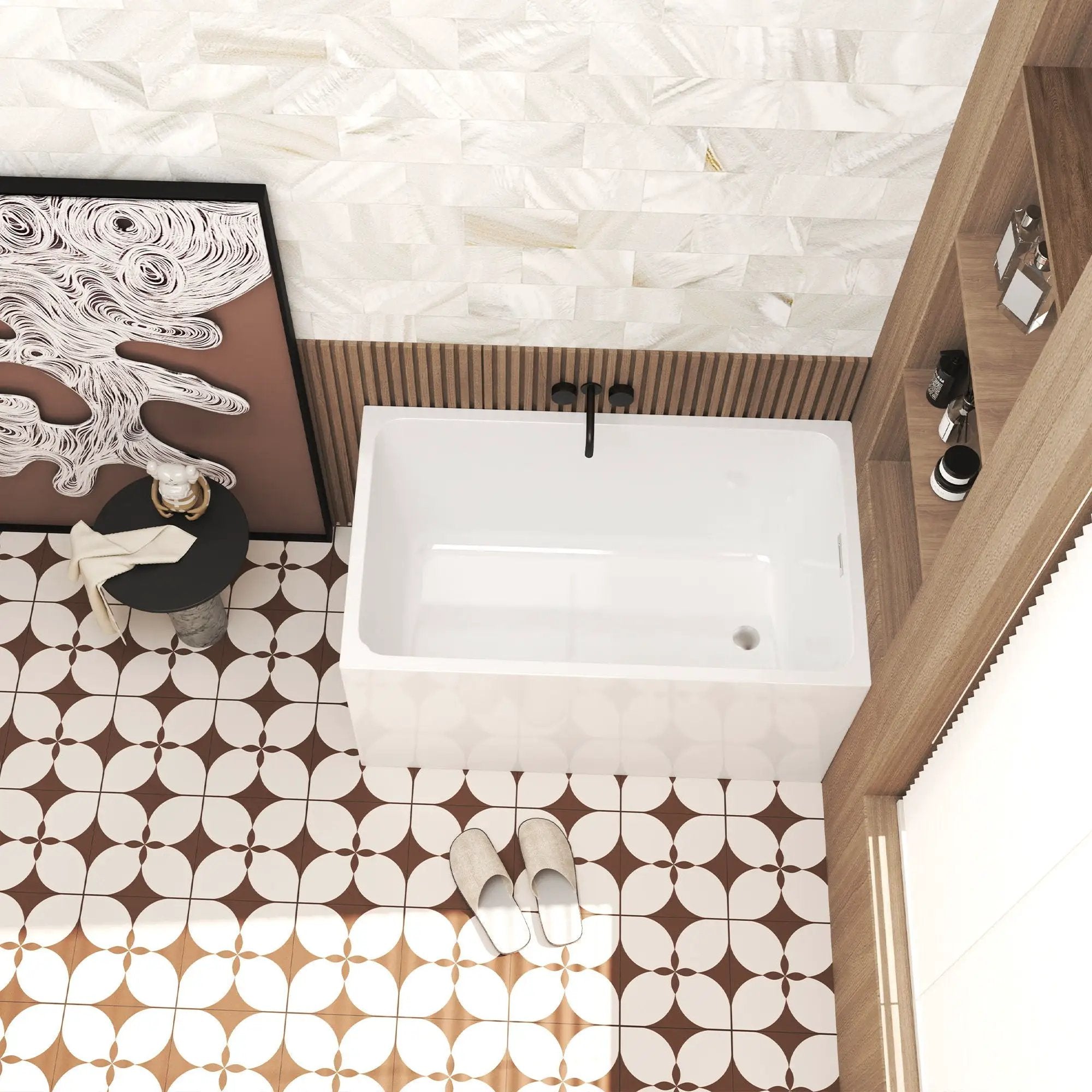 Freestanding Bathtub With Drain, Rectangular Shape