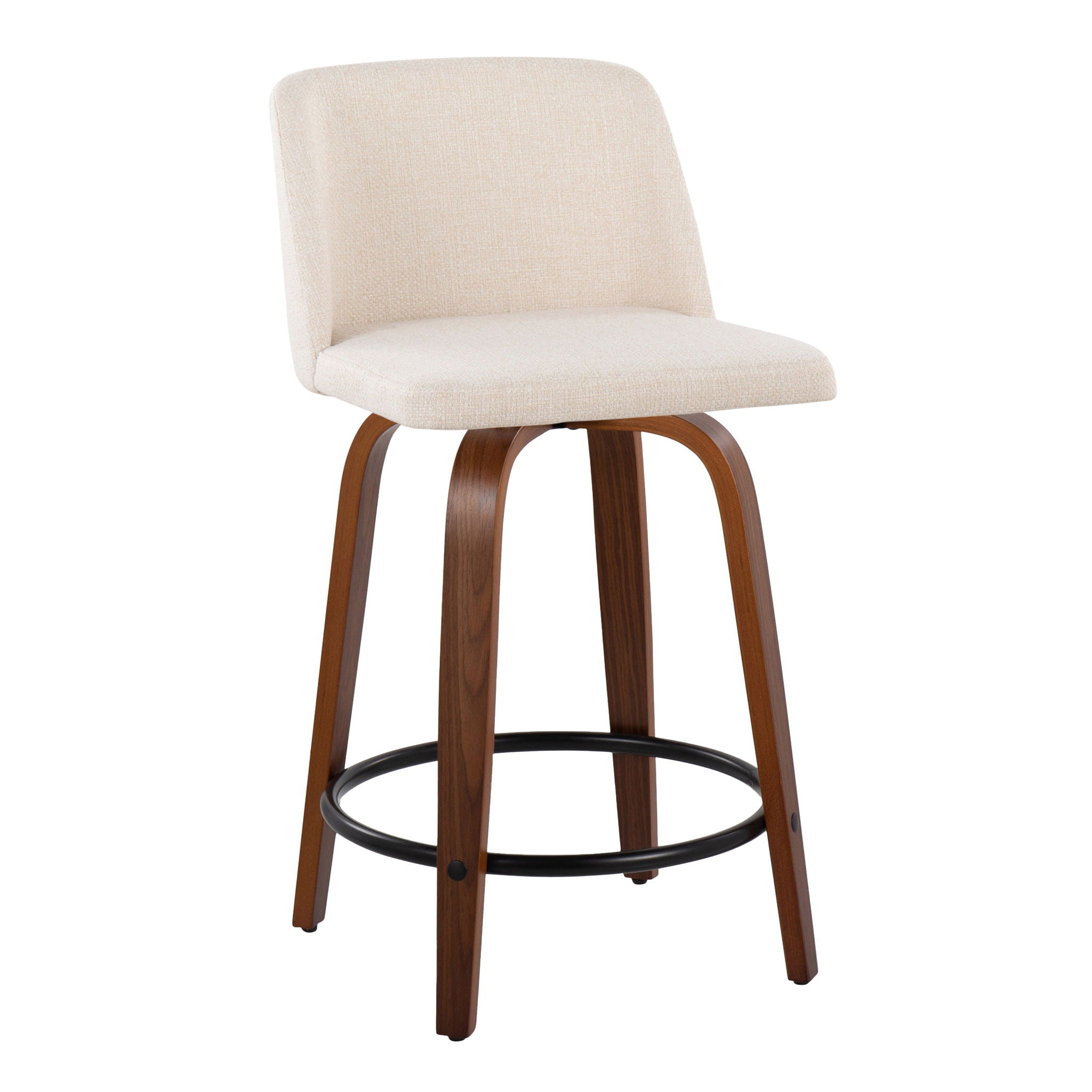 Toriano - Mid Century Modern, Fixed Height Counter Stool & Swivel And Round Footrest (Set of 2) by HouseOfZazla