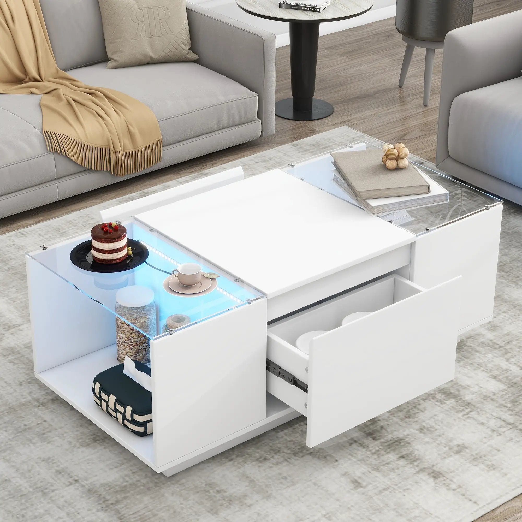 LED Coffee Table, Modern Center Table by HouseOfZazla