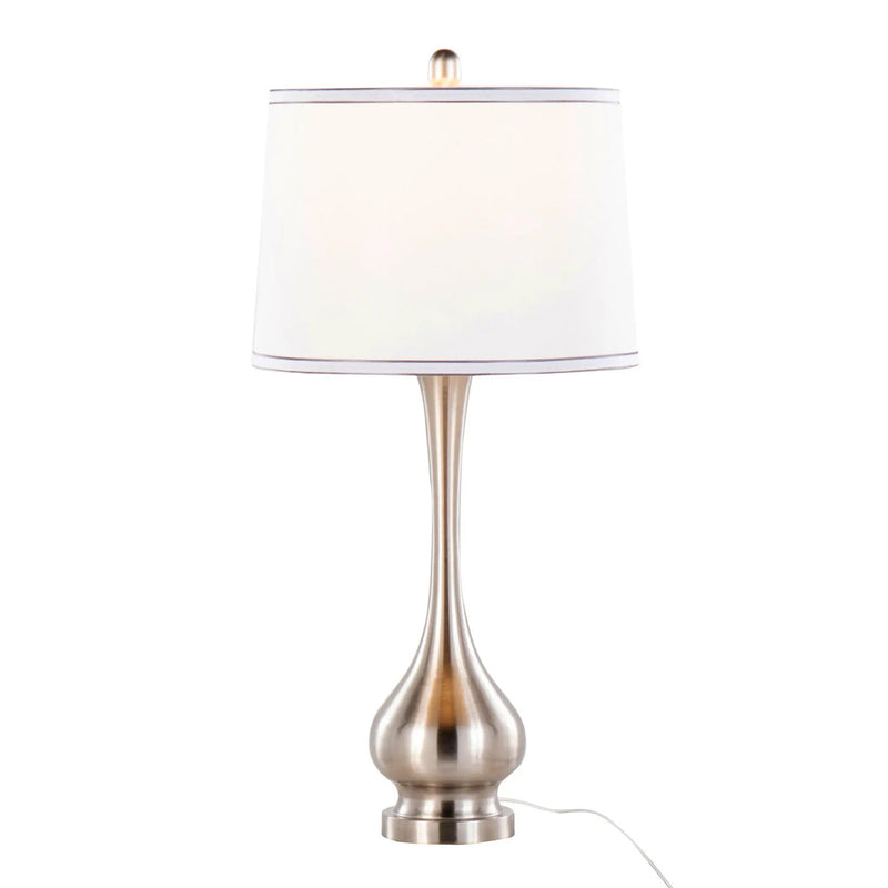 Cairo - Contemporary Table Lamp (Set of 2) - Nickel / White / Silver Trim by HouseOfZazla