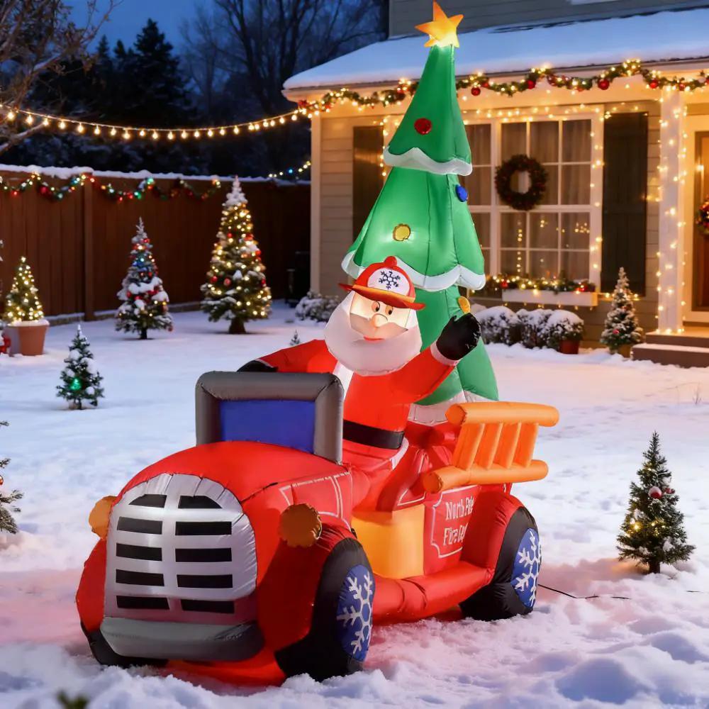 Inflatable Santa Truck with Lit Christmas Tree by HouseOfZazla