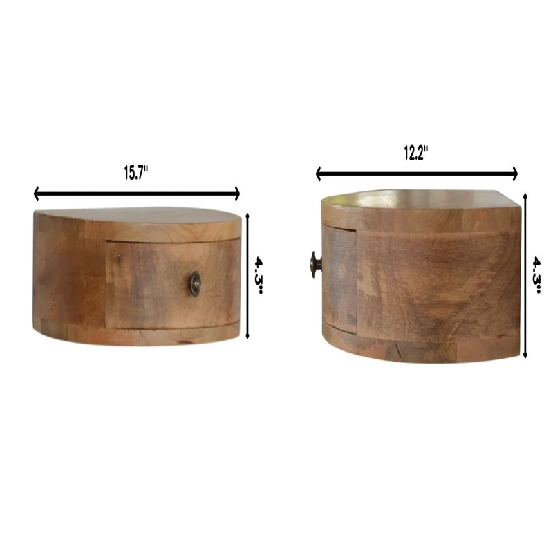Wall Mounted Rounded Nightstand - Oak by HouseOfZazla