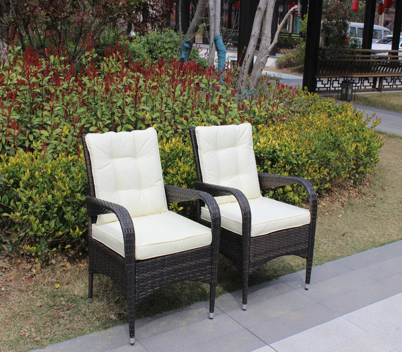 2-Piece Liberatore Dining Chairs with Beige Cushions by HouseOfZazla