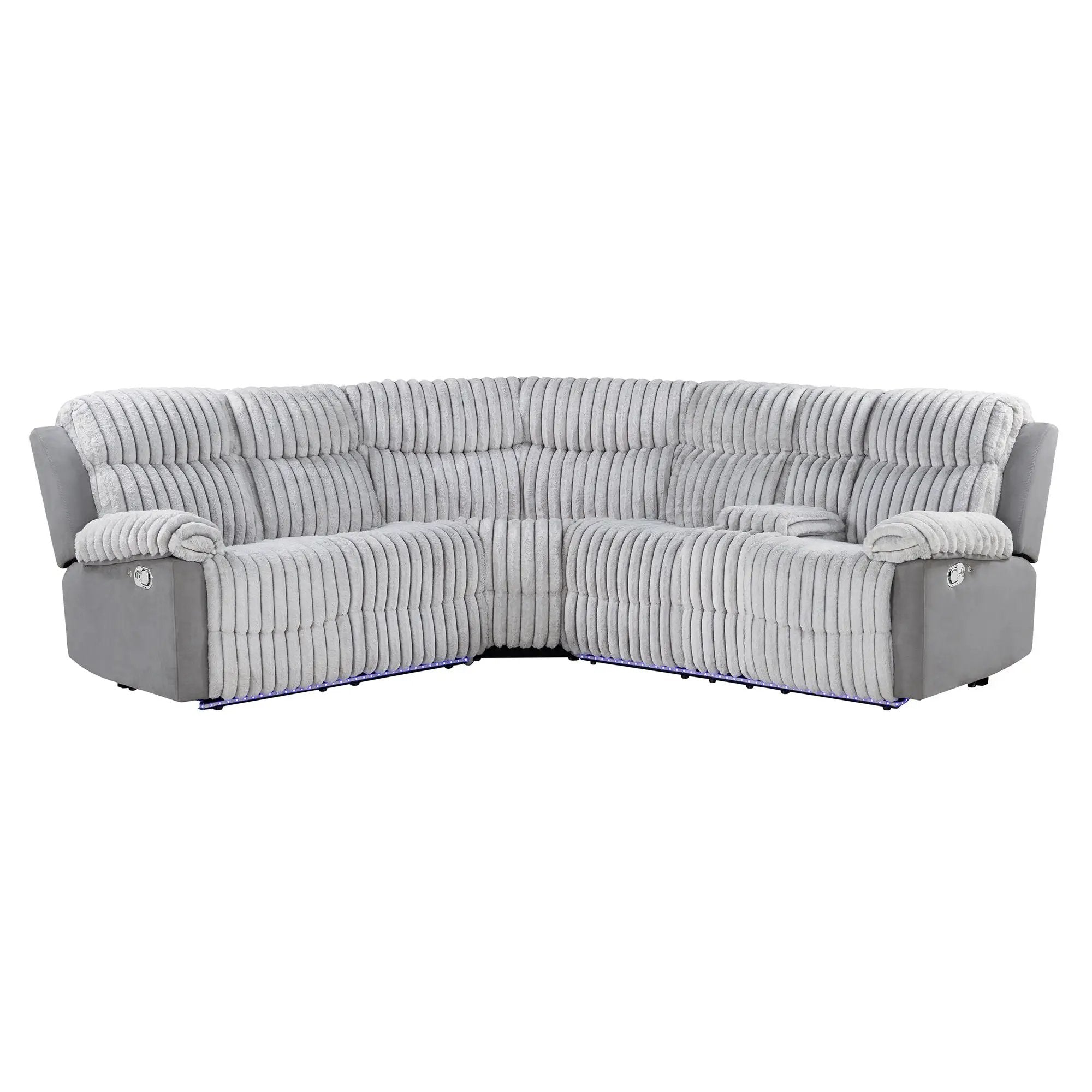 Bruni - Sectional Sofa With LED Lighting And Manual Recline - Gray by Unique Piece Furniture