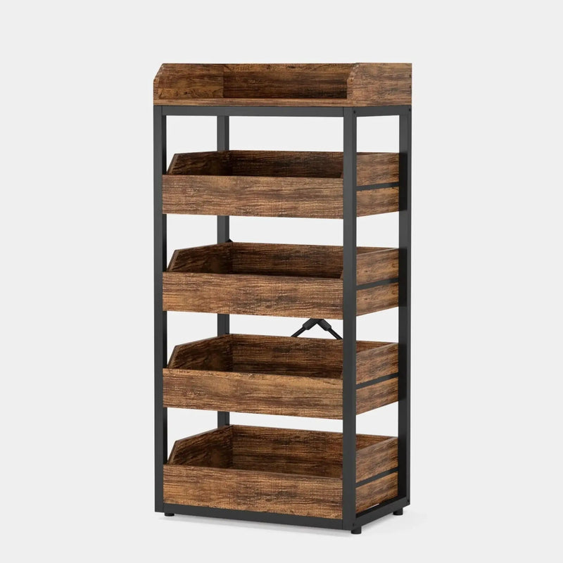 5 Tier Pull Out Fruit Vegetable & Snack Storage Rack - Brown / Black by HouseOfZazla