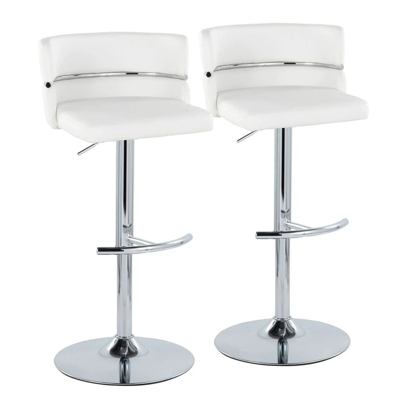 Cinch - Contemporary Adjustable Barstool With Swivel With Rounded T Footrest (Set of 2) - Chrome / White by HouseOfZazla