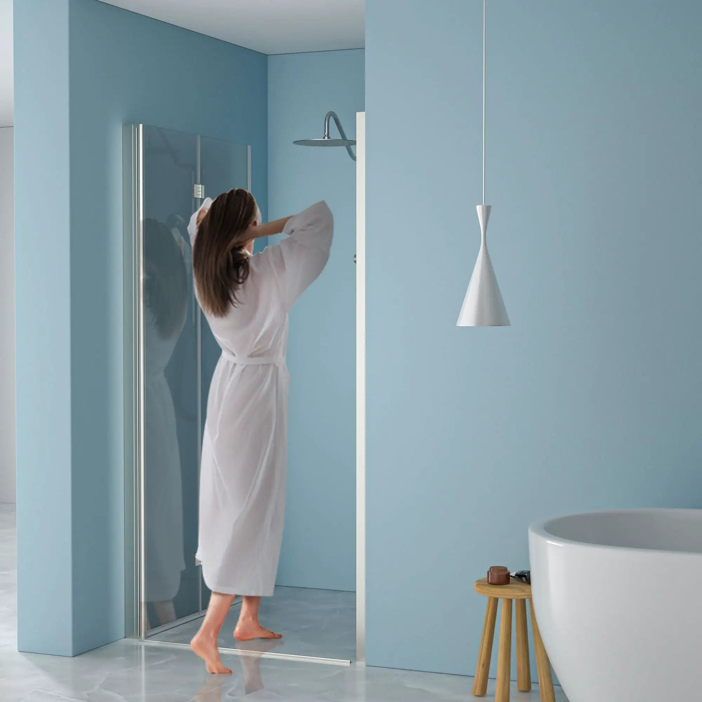 Fold Frameless Shower Door With Tempered Glass by HouseOfZazla