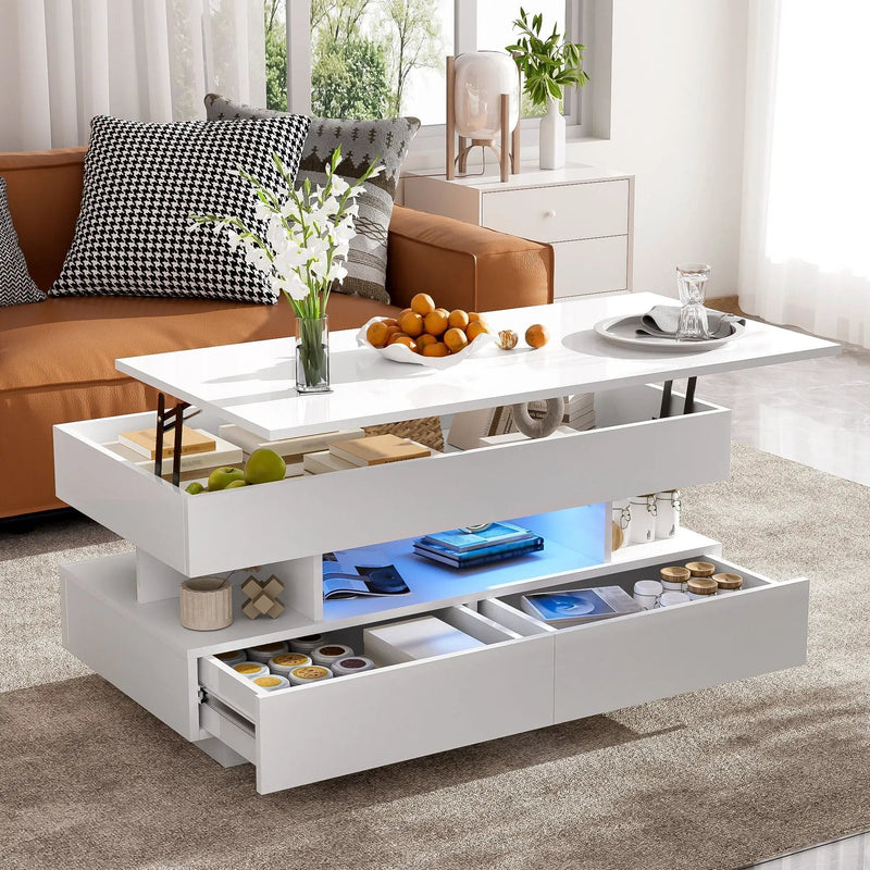 Multi Functional Lift Top Coffee Table With 2 Drawers by HouseOfZazla