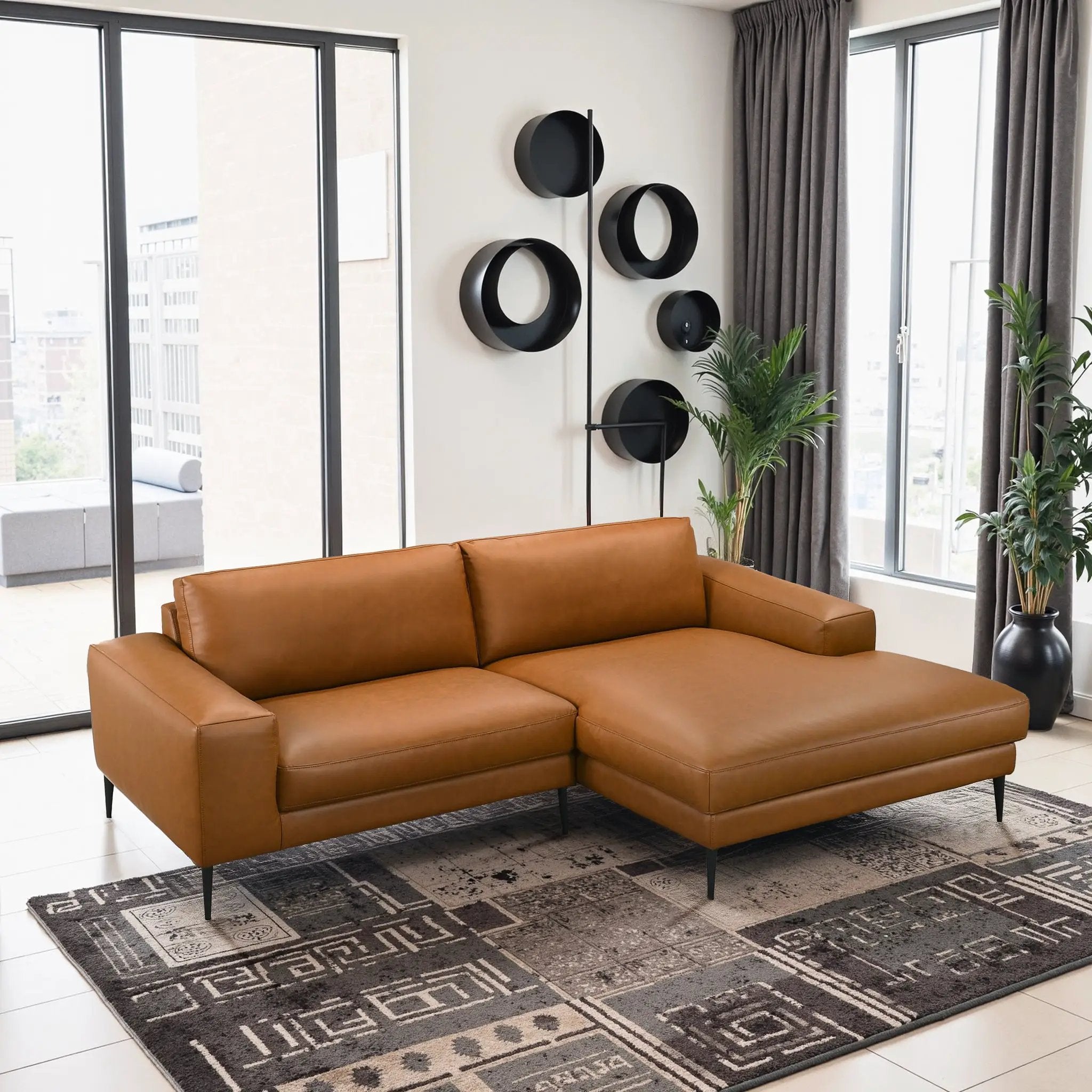 Easley Mid Century Modern Vegan Leather Wide-Arm Sofa by HouseOfZazla