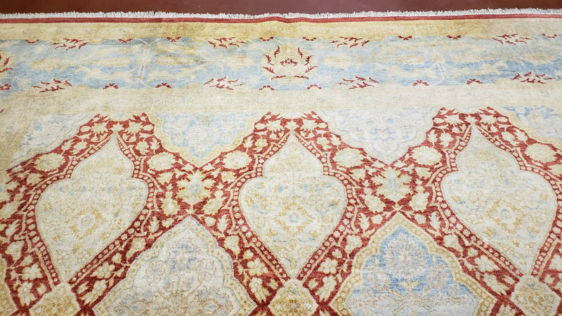 9x12 Peshawar Rug Pakistani Oriental Carpet Sky Blue and Red Wool Vintage Master Bedroom Rug Hand-Knotted Living Room Rug Dining Room Rug by Jewel Rugs
