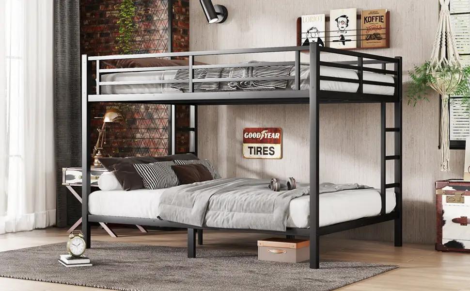 Metal Queen Over Queen Bunk Bed for Teens and Adults by HouseOfZazla