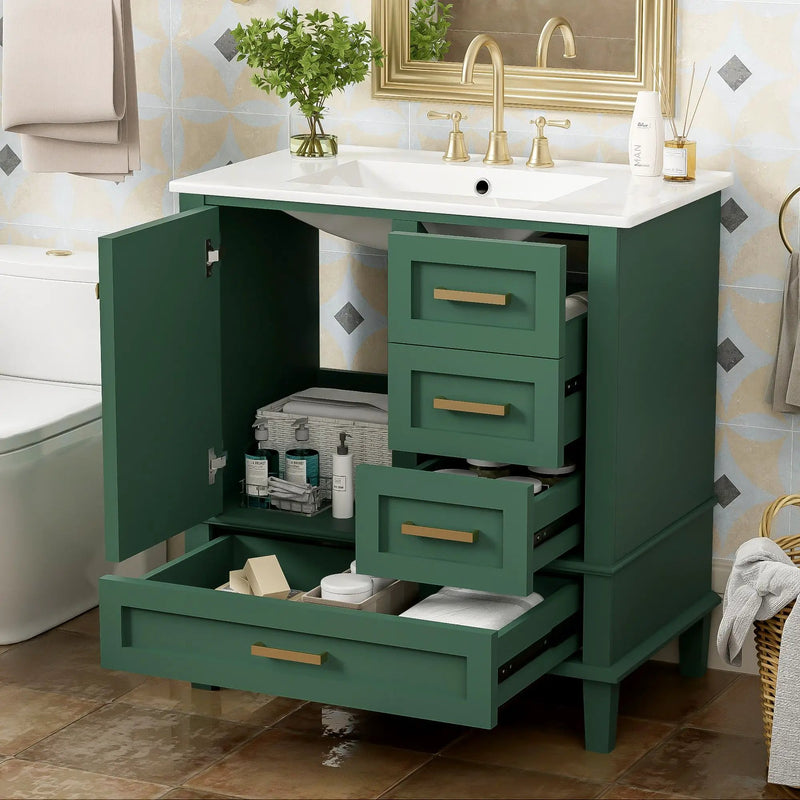 Bathroom Vanity, Modern Bathroom Cabinet With Sink Combo Set, Bathroom Storage Cabinet With A Soft Closing Door And 3 Drawers, Solid Wood Frame by Unique Piece Furniture