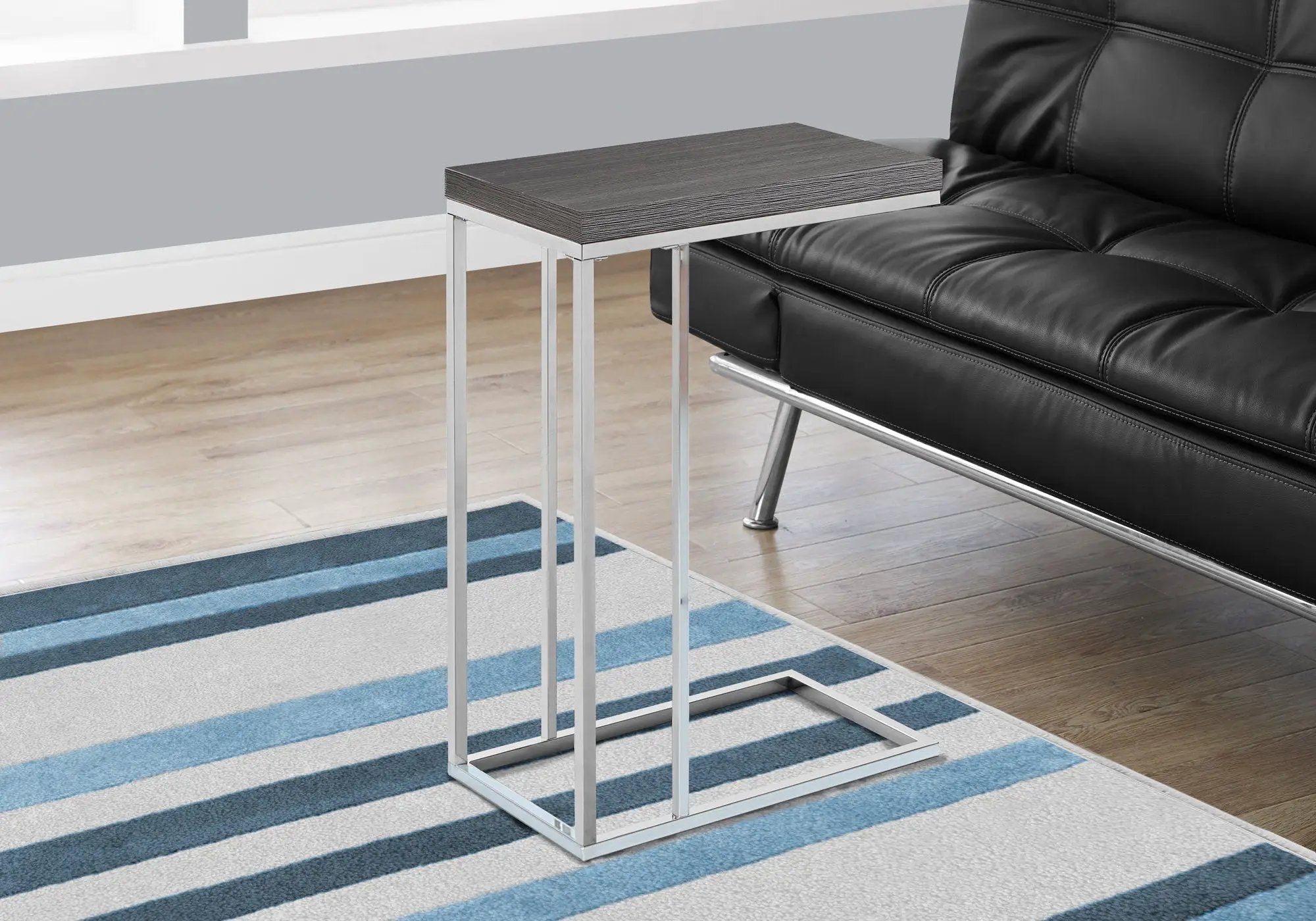 Accent Table, C - Shaped, Tempered Glass, Stylish Design Contemporary & Modern by Unique Piece Furniture