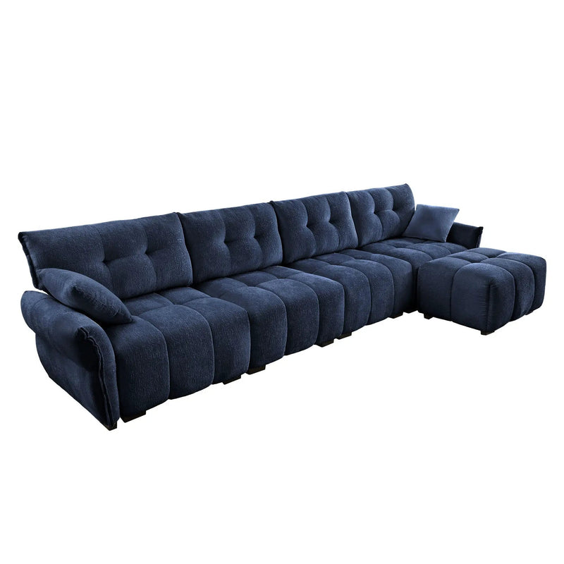 Sofa Set With Ottoman And Pillows, Textured, High Resilience Cushions by HouseOfZazla