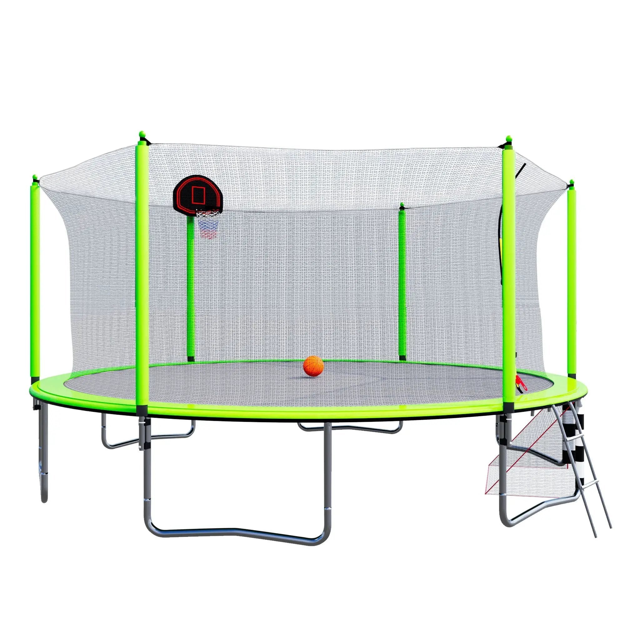 16Ft Trampoline With Basketball Hoop Pump And Ladder (Inner Safety Enclosure) With Soccer Goal by HouseOfZazla