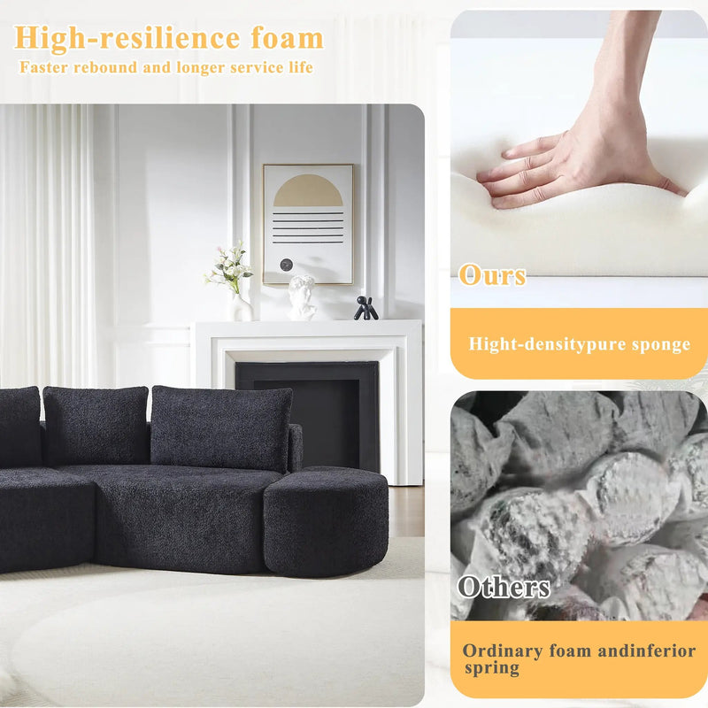 106.3-Inch V-Shaped Modular Sofa Set in Chenille Fabric by HouseOfZazla