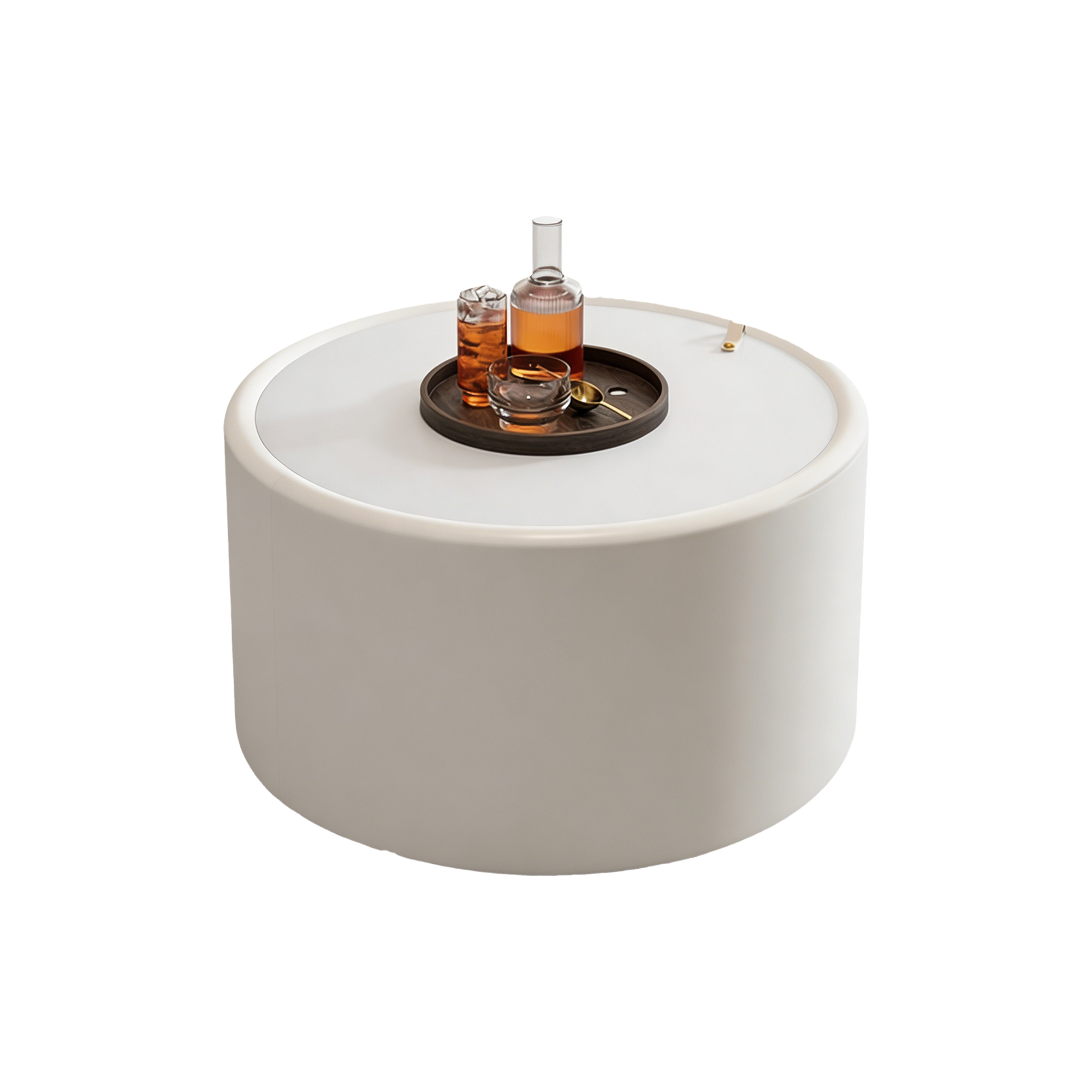 White Round Coffee Table with Tempered Glass Top by HouseOfZazla