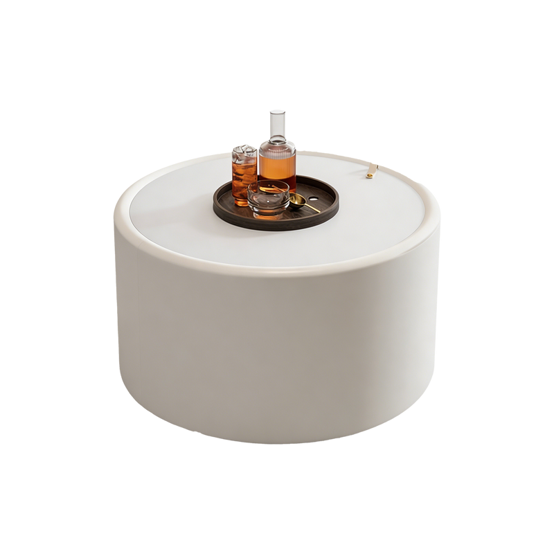 White Round Coffee Table with Tempered Glass Top by HouseOfZazla
