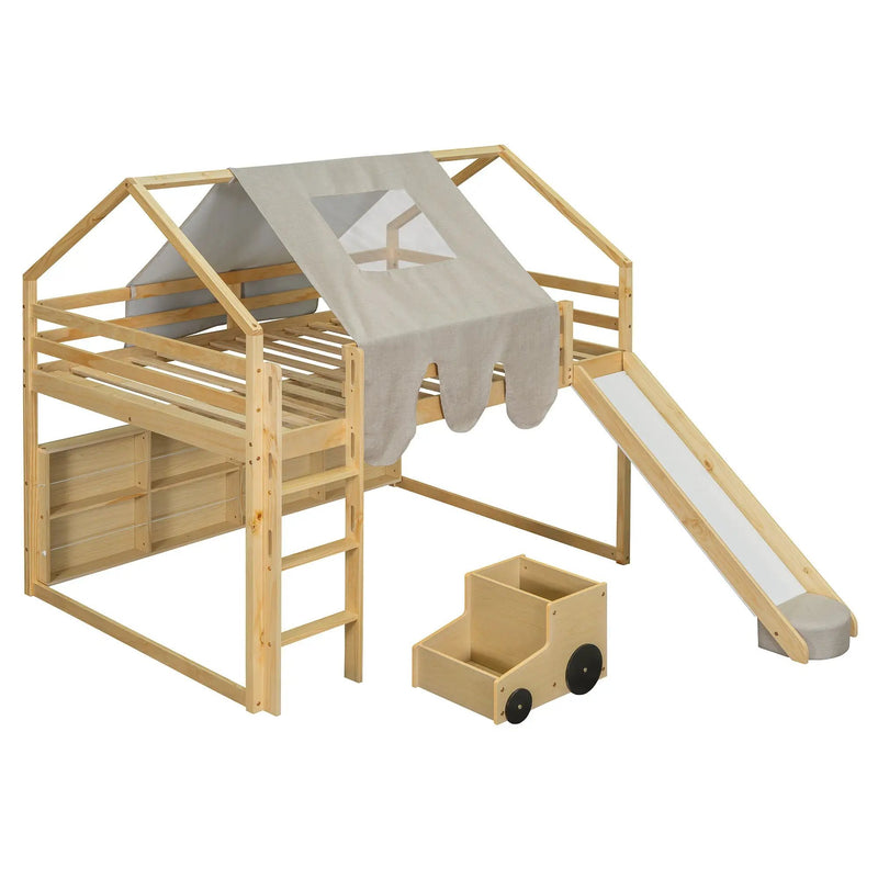 Loft Bed With House Shaped Frame And Tent by HouseOfZazla