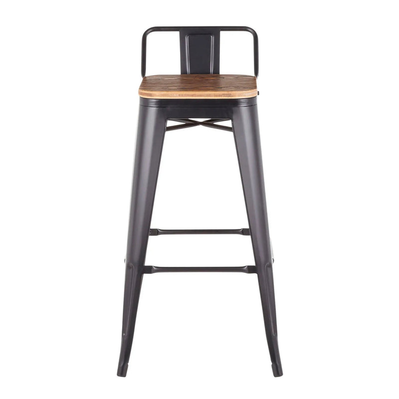 Oregon - Industrial Low Back Barstool (Set of 2) - Black by Unique Piece Furniture