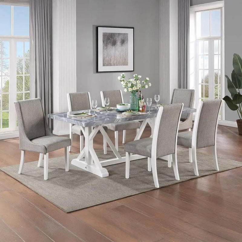 Hollyn - Dining Table With Engineered Stone Top - Engineered Stone & White by Unique Piece Furniture