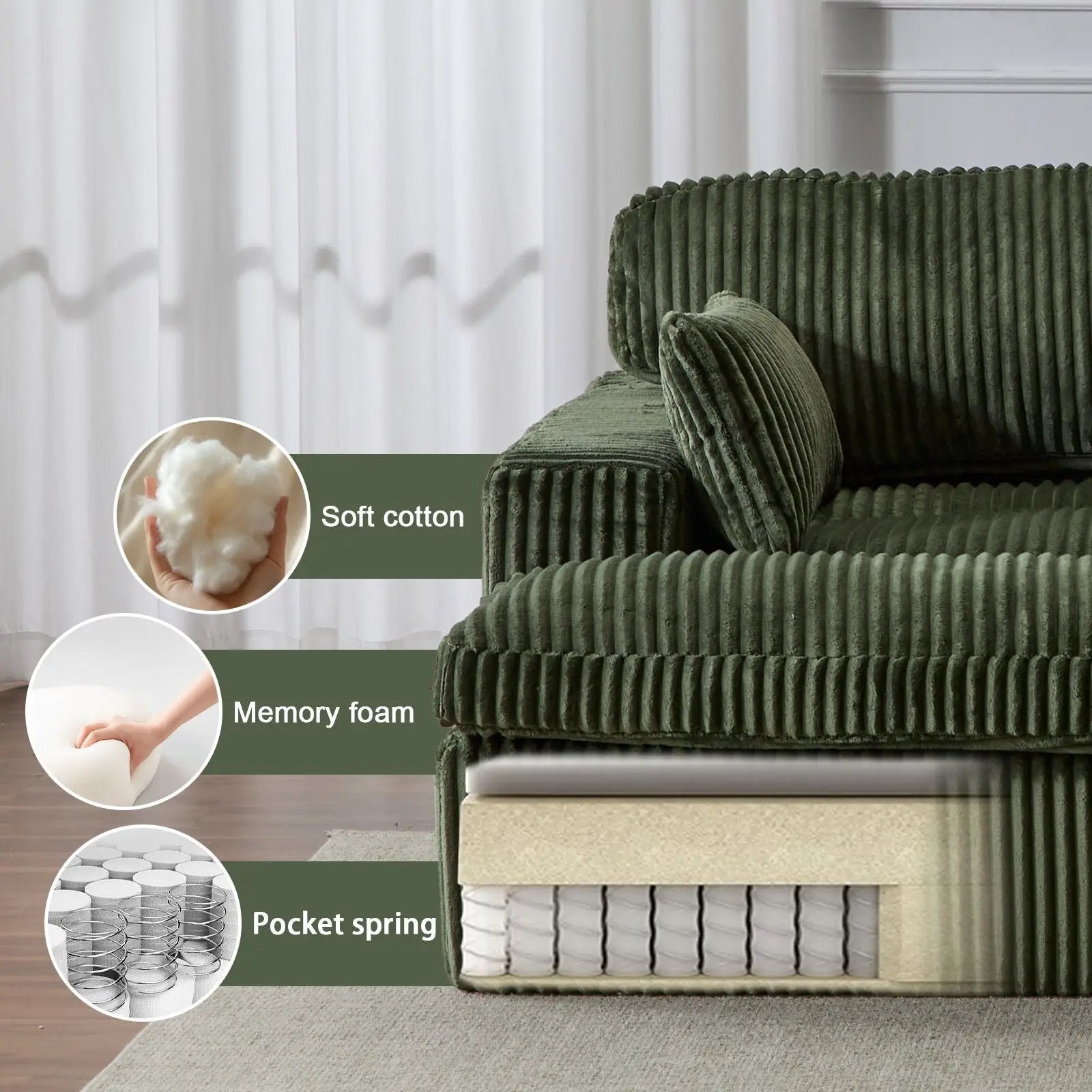 Double Chaise Lounge Chair, Oversized Upholstered Sleeper Cloud Couch by Unique Piece Furniture