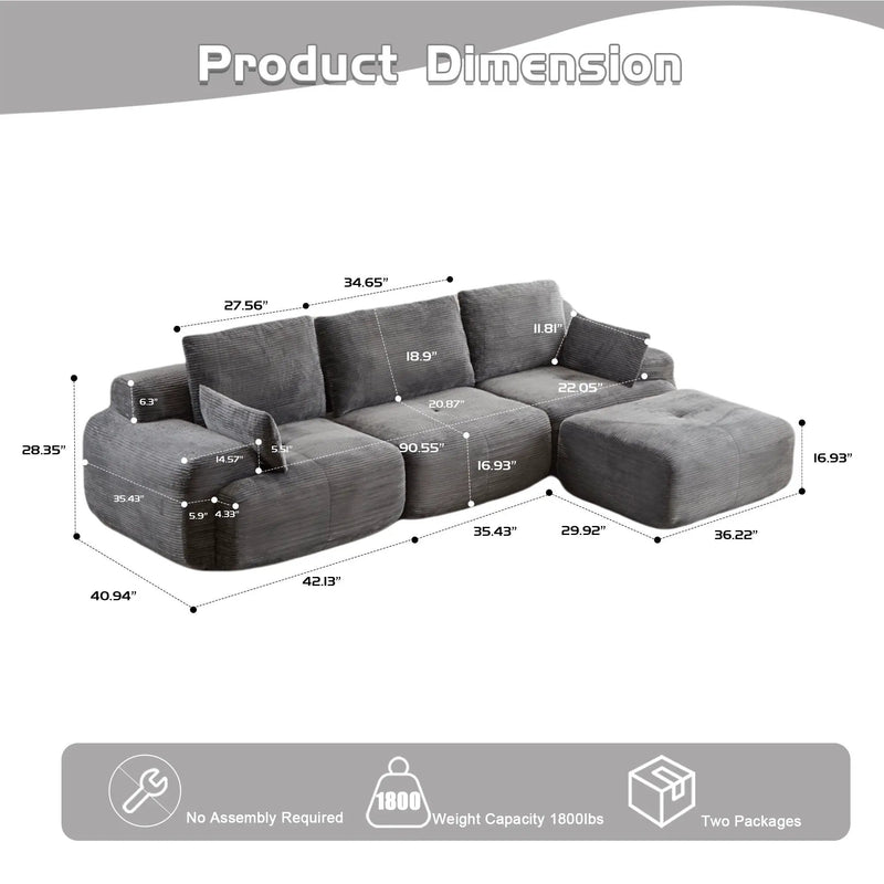 Compressed Sofa, Large Sectional Couches For Living Room by Unique Piece Furniture