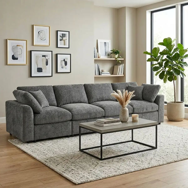 U-Style 130.3" Modular Sectional Sofa, 4-Seater