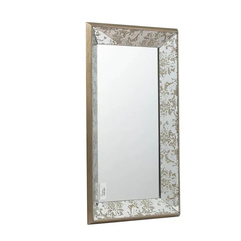 Antique Rectangle Mirror With Floral Accents, Mirrored Display Tray, Hanging Wall Mirror by Unique Piece Furniture