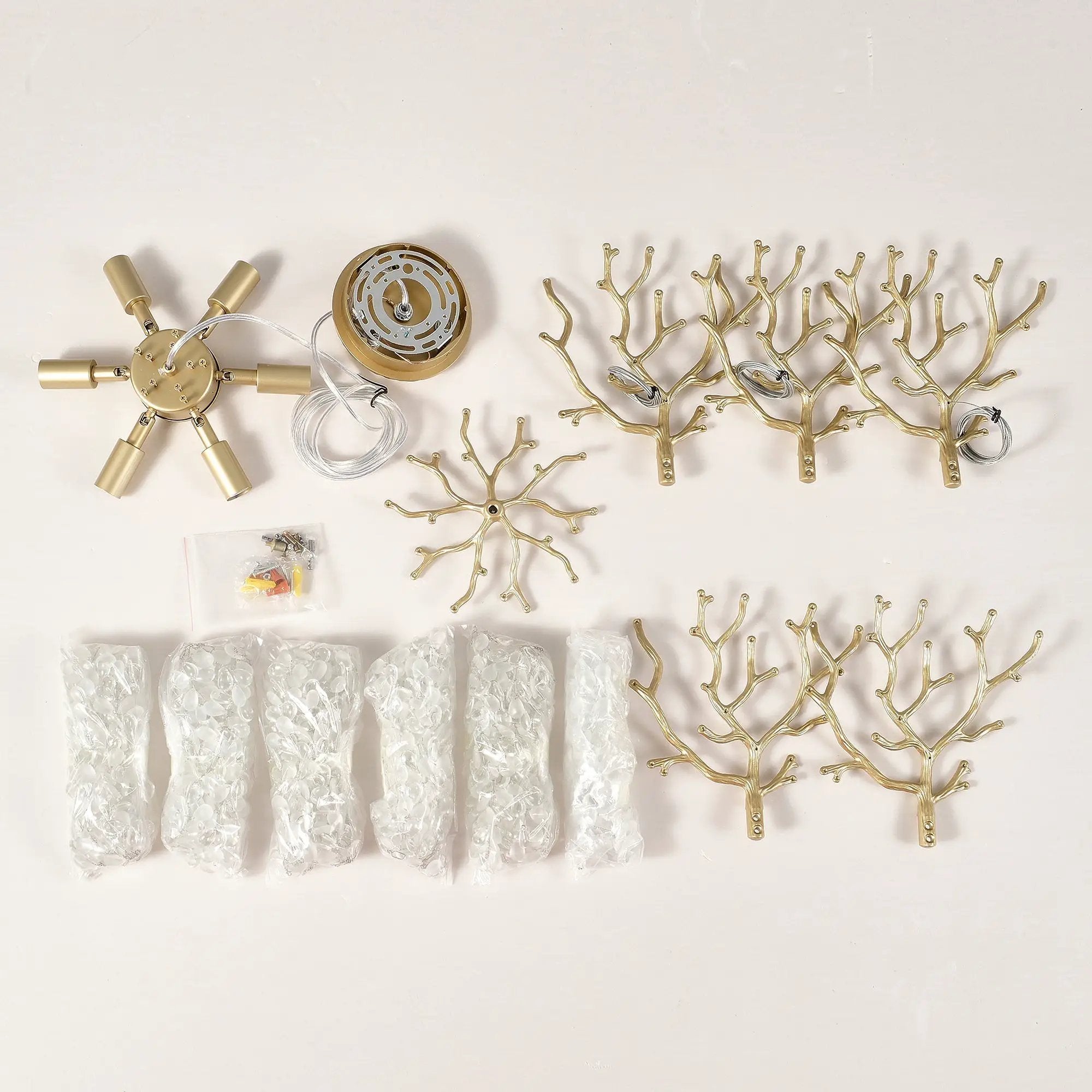 6-Light Chandelier Crystal Ceiling Lamp in Gold by HouseOfZazla