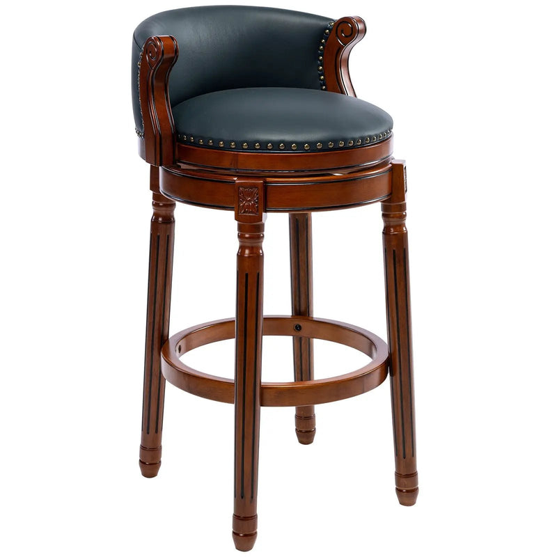 29.5'' Cow Top Wooden Bar Stool, 360 Degree Swivel Bar Height Chair With Backs For Home Kitchen Counter by Unique Piece Furniture