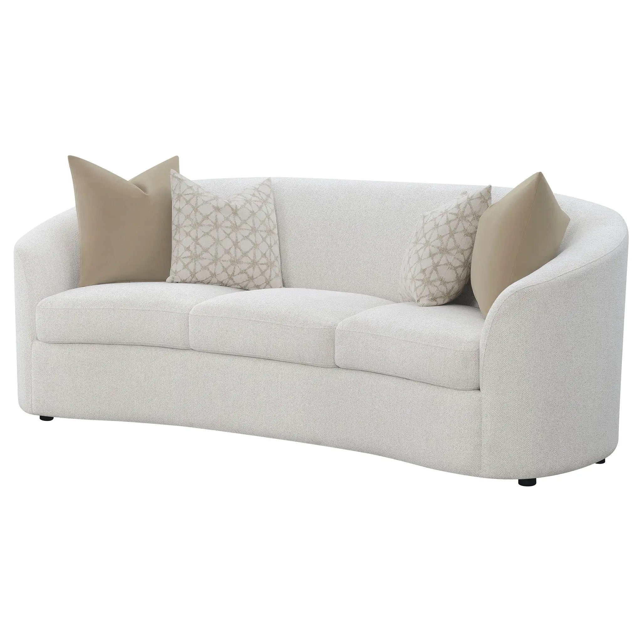 Rainn Boucle Upholstered Sloped Arm Sofa Latte by Unique Piece Furniture
