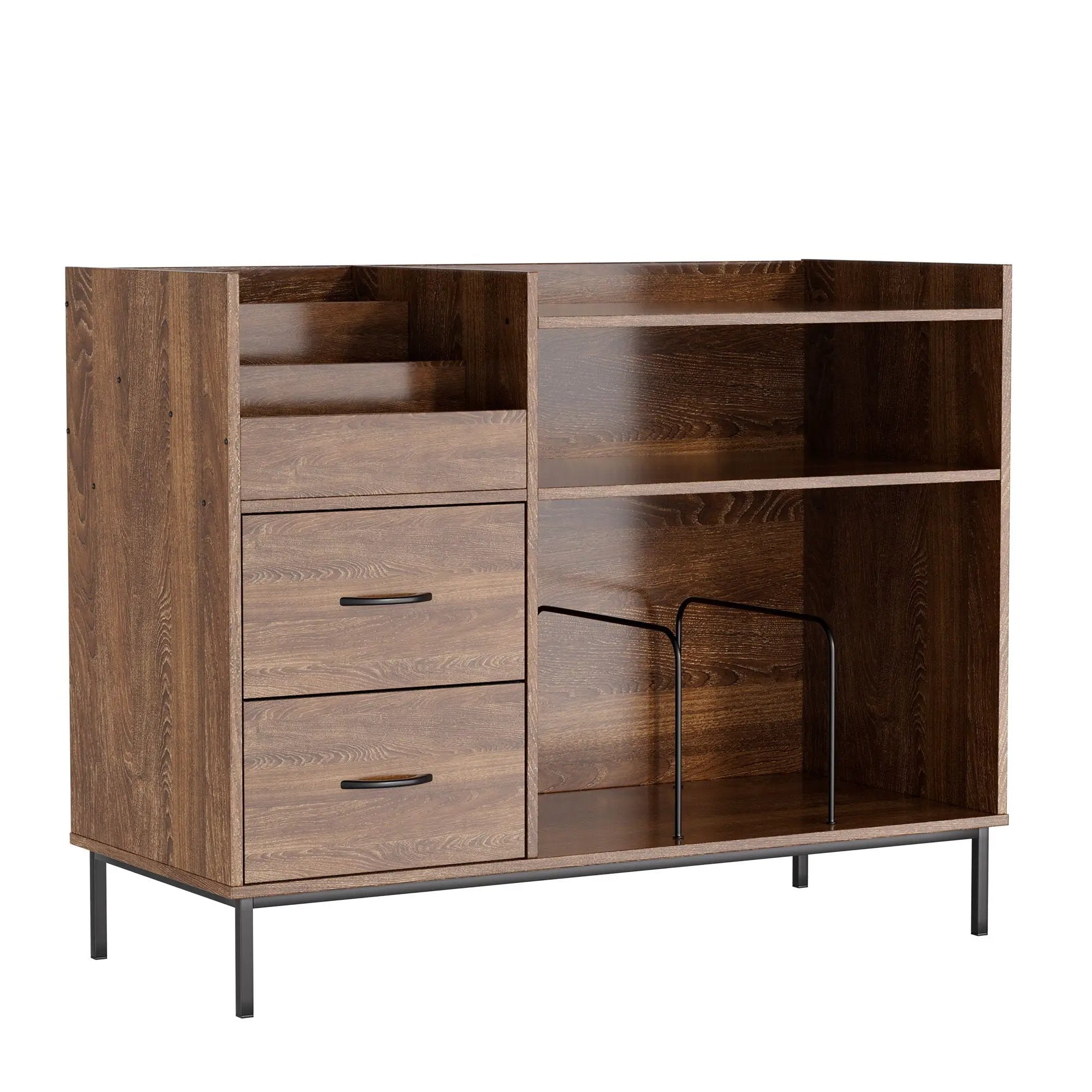 Eco-Friendly Vinyl Record Player Stand With Flip-Top Storage, Media Console With Dual Outlets And Dustproof Drawers by Unique Piece Furniture