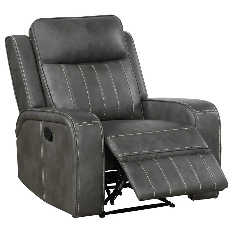 Raelynn Upholstered Track Arm Recliner Grey by Unique Piece Furniture