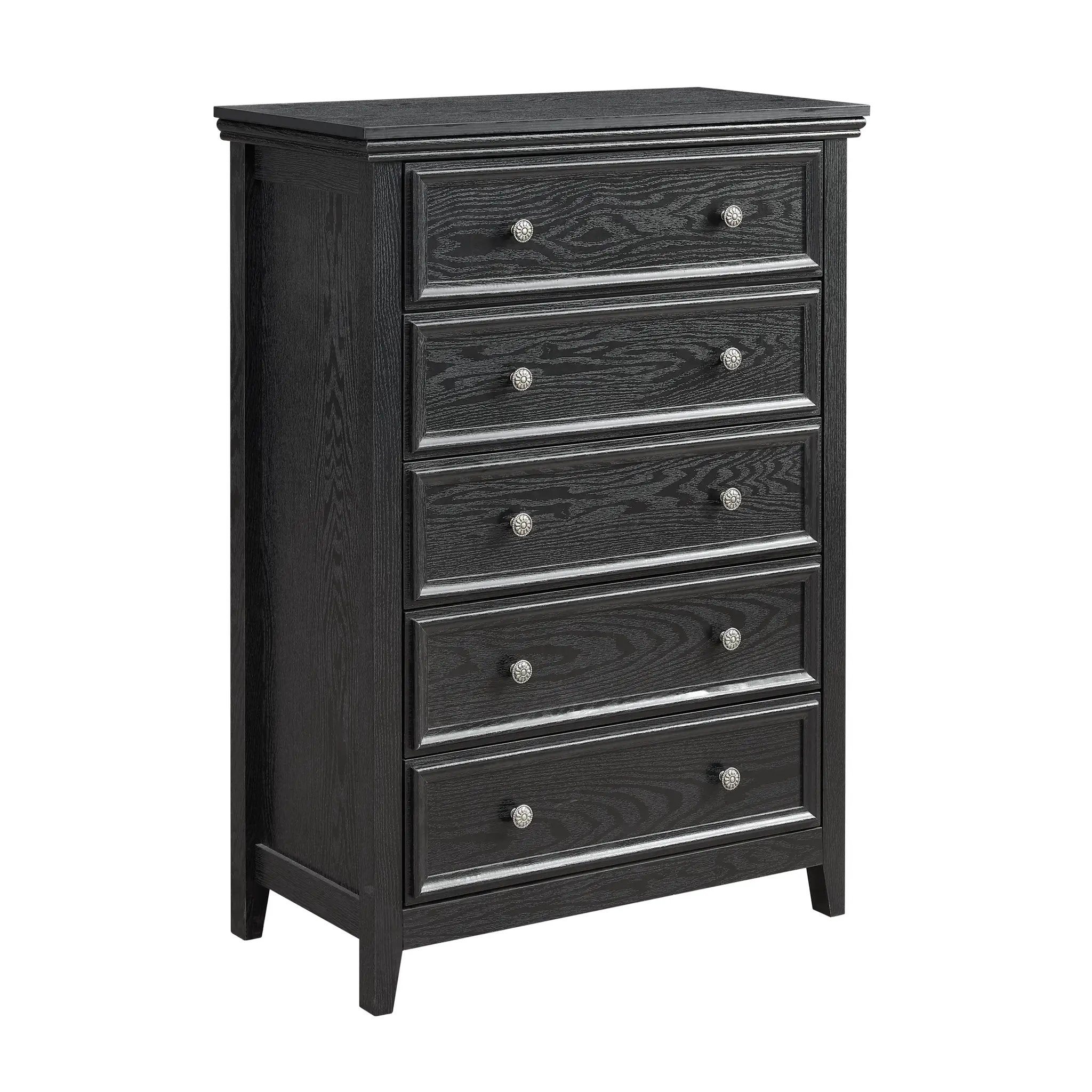 Modern 5-Drawer Black Dresser for Living Room Storage by HouseOfZazla