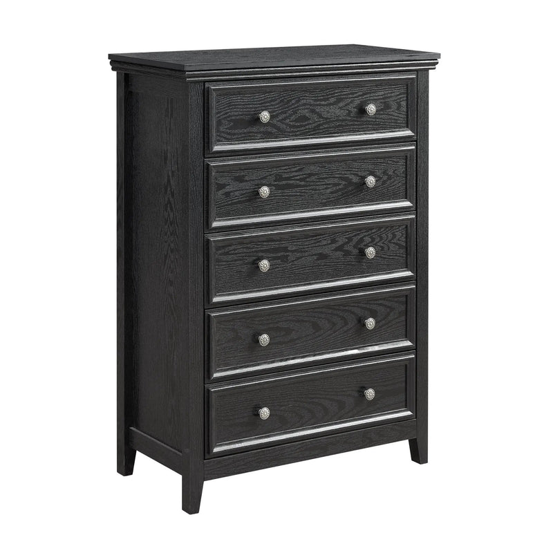 Modern 5-Drawer Black Dresser for Living Room Storage by HouseOfZazla