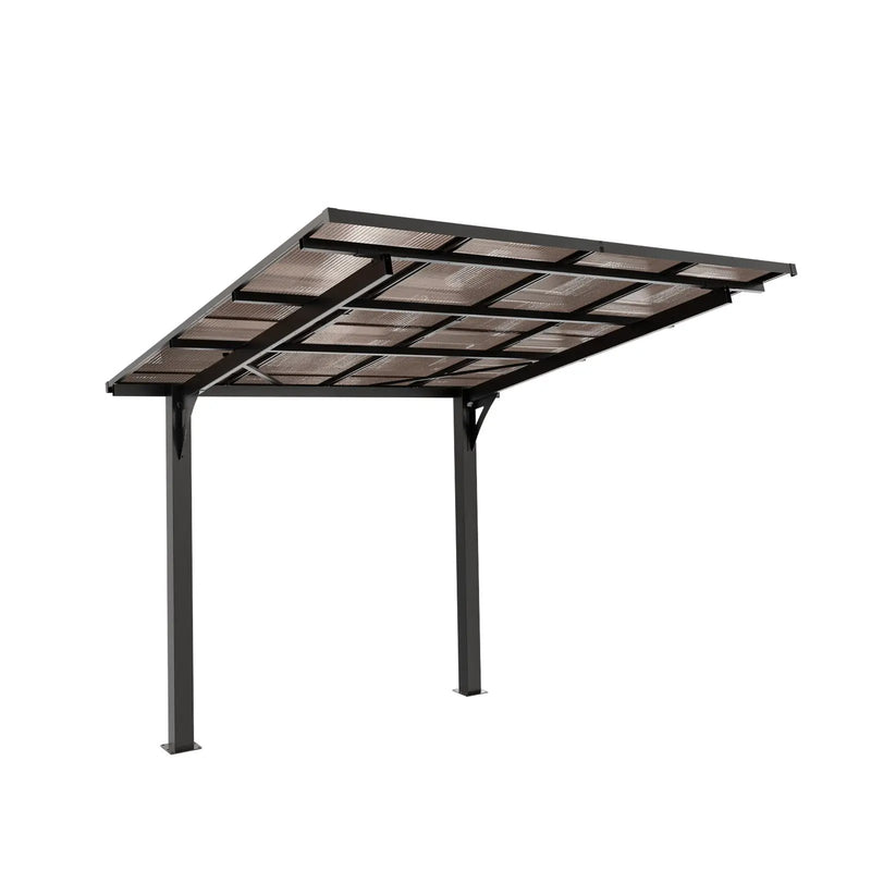 8x8FT Outdoor Carport with Galvanized Steel Frame and Sloped PC Roof by HouseOfZazla