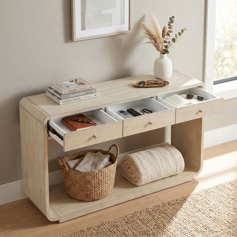 Console Table With 3 Drawers And Display Shelf by HouseOfZazla