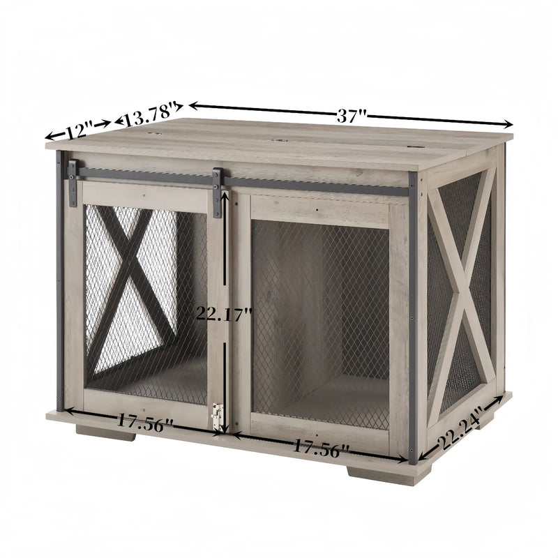 Farmhouse Dog Cage Crate Furniture with Sliding Barn Door by HouseOfZazla